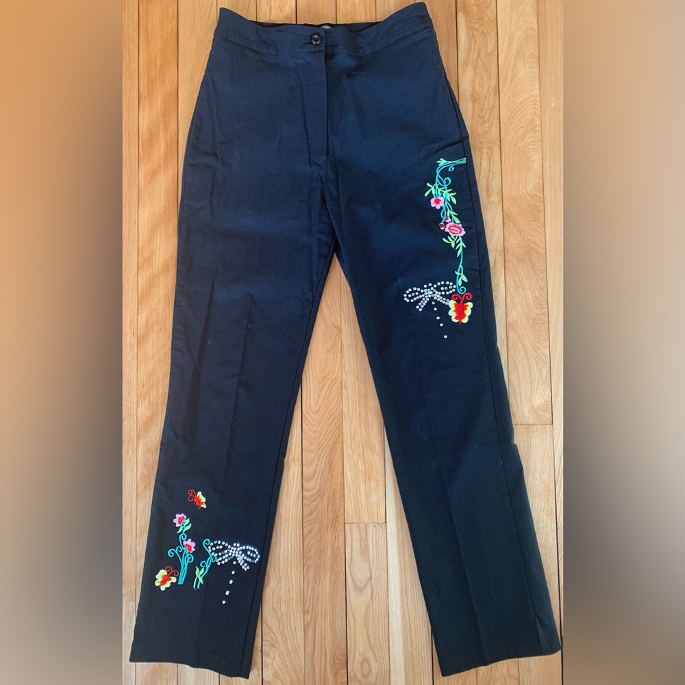 KaK Selection Embellished Black Stretch Ankle Pants (2)
